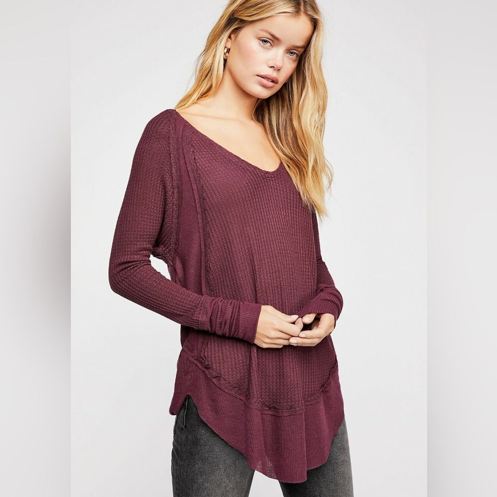 We The Free Women Catalina High Low Rib Trim Thermal Top